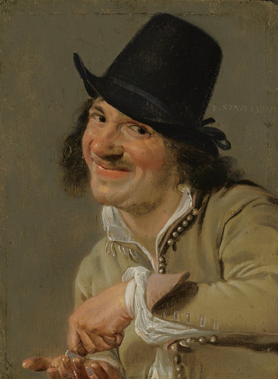 Ouïe : Un homme comptant des pièces. De la série Personnifications des cinq sens, c.1635-66 - Petrus Staverenus