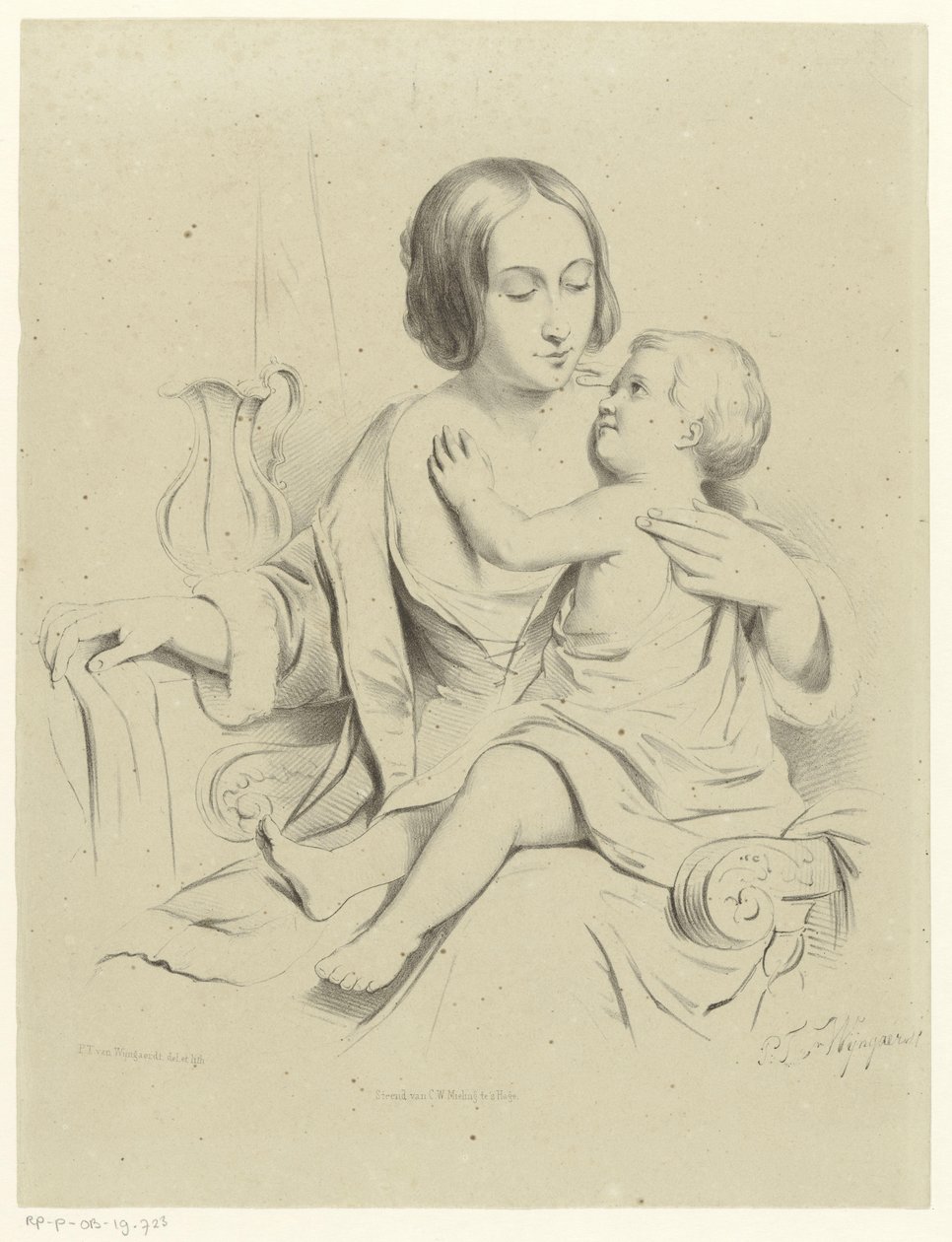 Mère avec enfant sur les genoux - Petrus Theodorus van Wijngaerdt