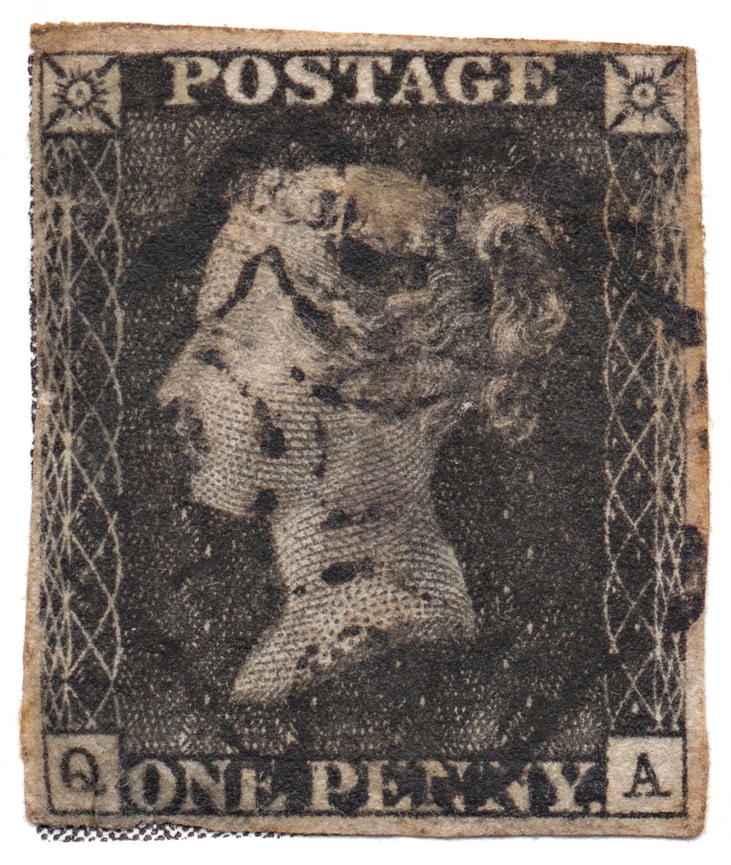 One Penny Black, le premier timbre-poste du monde, c. 1840 - Philately