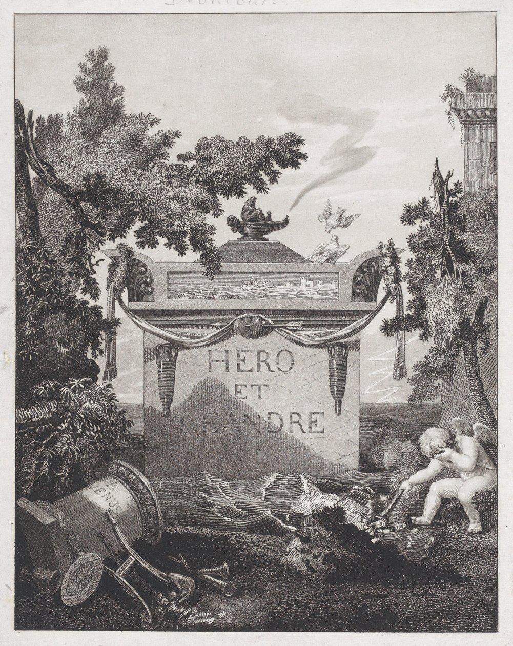 Frontispice de Héros et Léandre - Philibert Louis Debucourt
