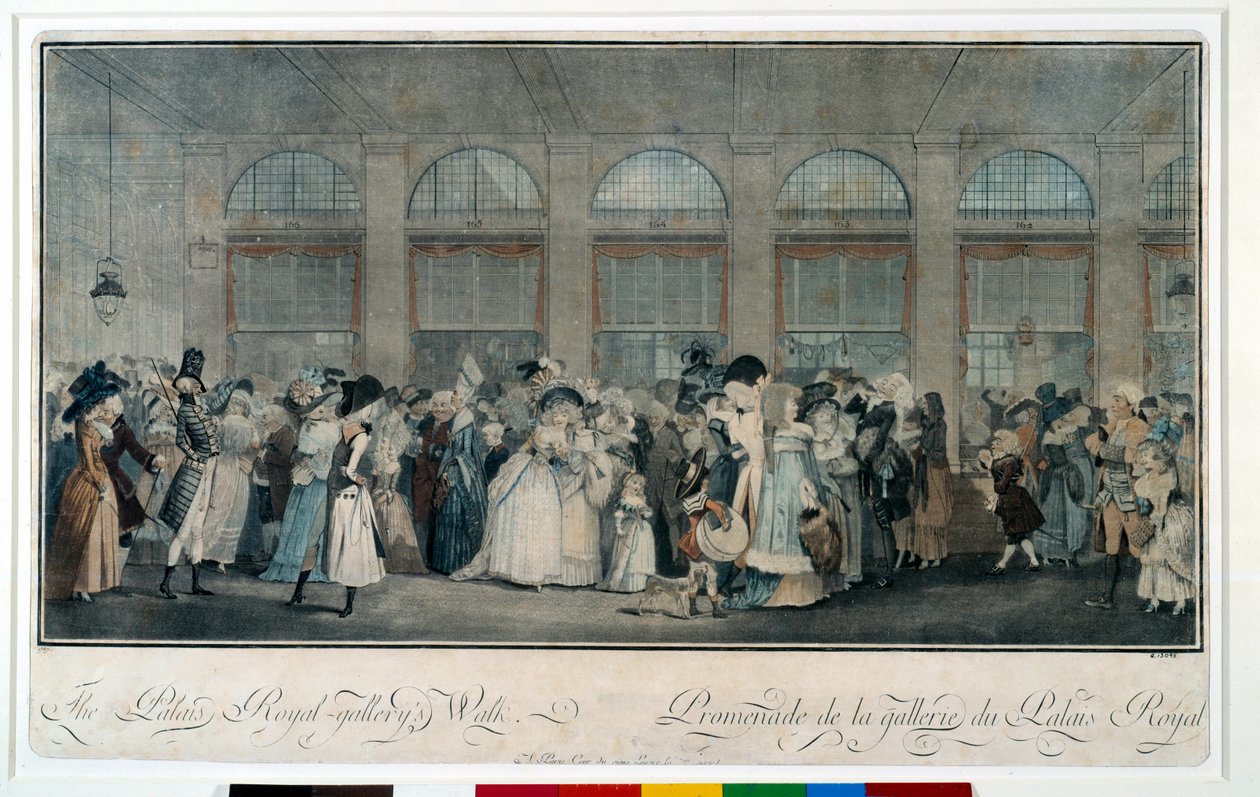 Promenade dans la galerie du palais royal en 1787. Gravure de Louis Philibert Debucourt (1755 - 1832) - Philibert Louis Debucourt