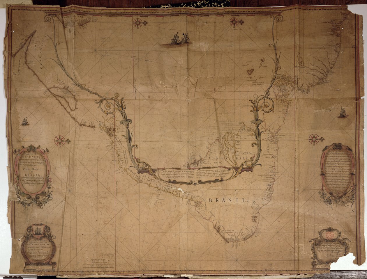 Ms 1288 f.25 Carte du Brésil, tirée des Cartes Marines Néerlandaises, 1637 - Philip Vingboons