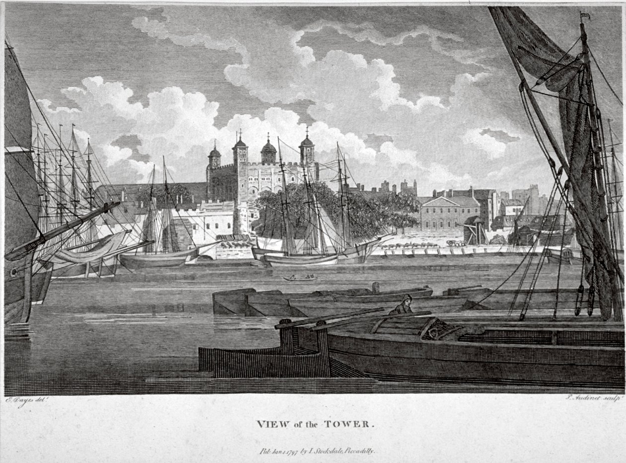Vue de la Tour de Londres avec des bateaux sur la Tamise - Philip Audinet