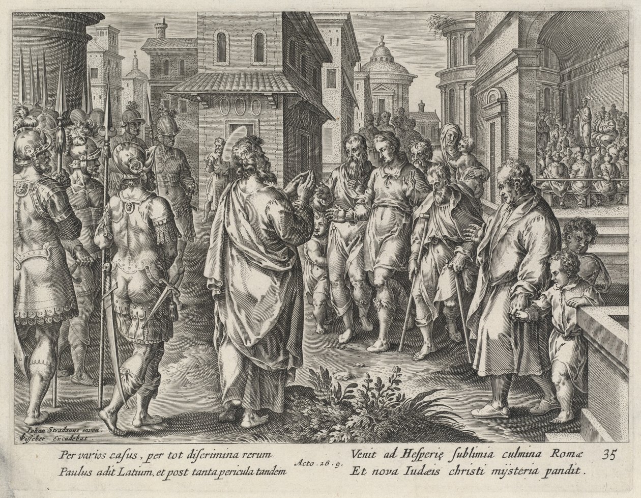 Saint Paul prêchant à Rome - Philip Galle after Jan van der Straet