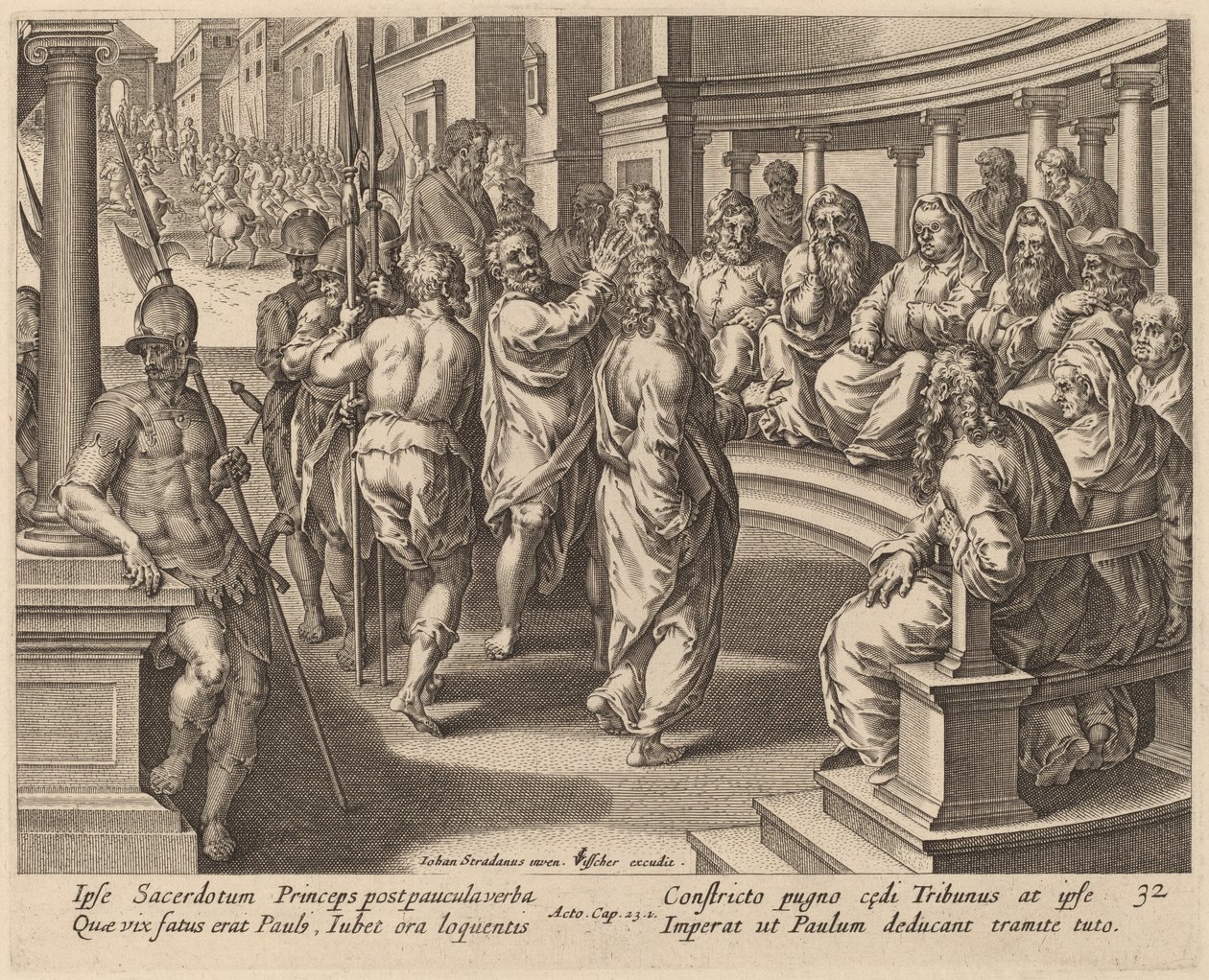 Saint Paul devant le grand prêtre - Philip Galle after Jan van der Straet