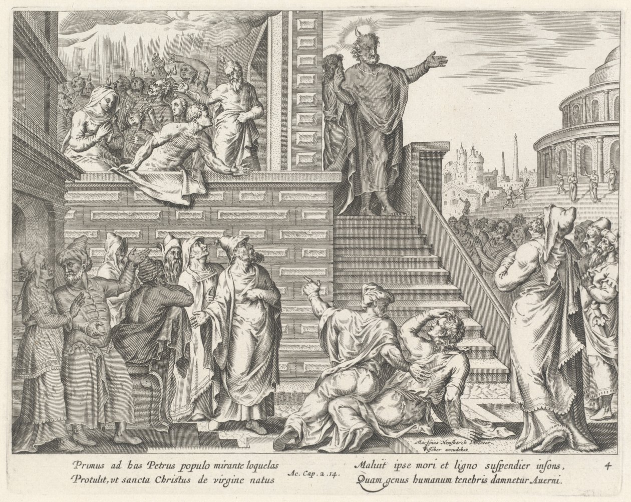 Saint Pierre parle au peuple du Christ - Philip Galle after Maerten van Heemskerck