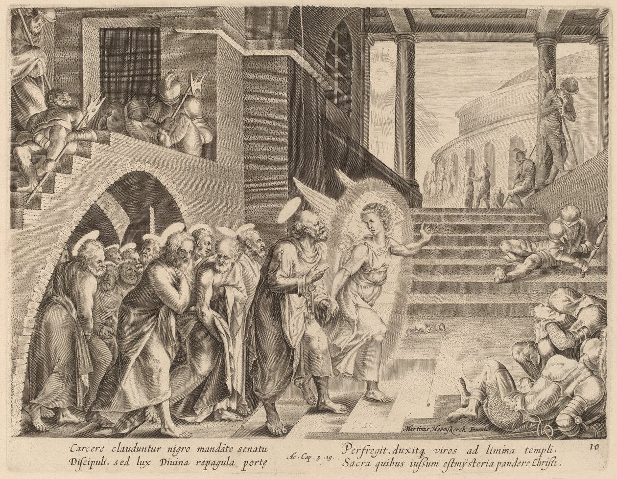 Les Apôtres délivrés de prison par un ange - Philip Galle after Maerten van Heemskerck