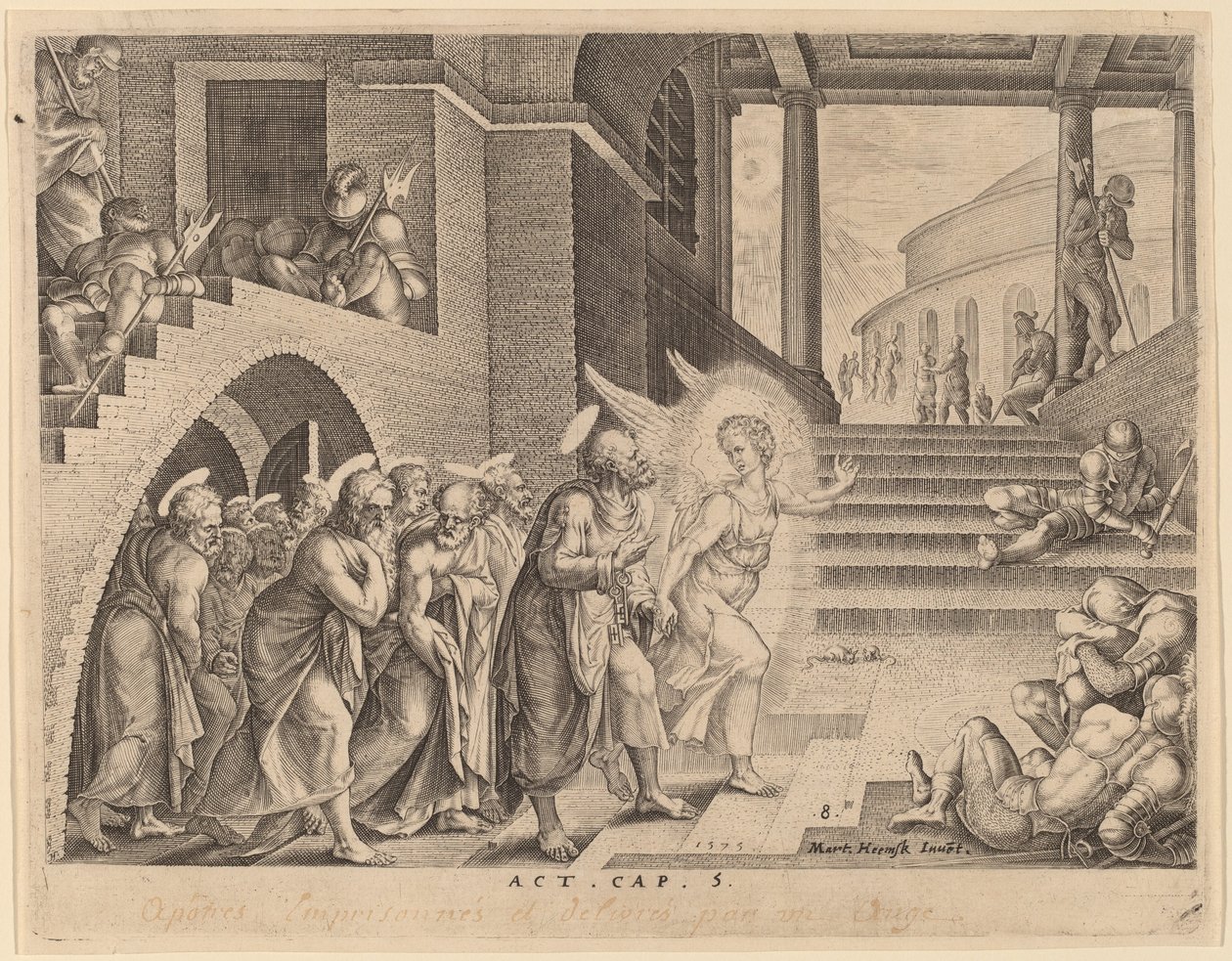 Les Apôtres Libérés de la Prison par un Ange - Philip Galle after Maerten van Heemskerck