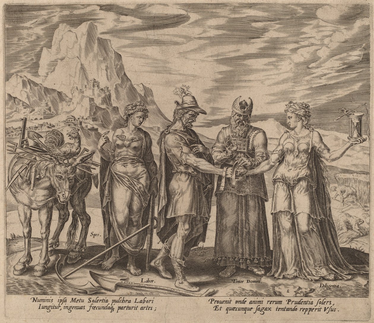 Le mariage du travail et de la diligence - Philip Galle after Maerten van Heemskerck