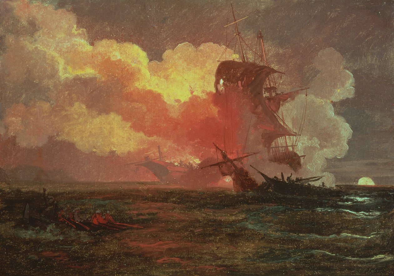 Un engagement naval - Philip James de Loutherbourg