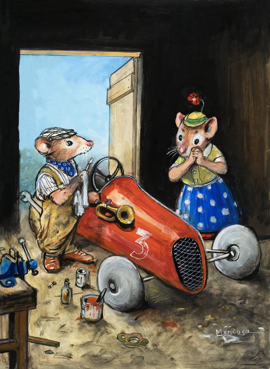 La souris de la ville et la souris de la campagne (gouache sur papier) - Philip Mendoza