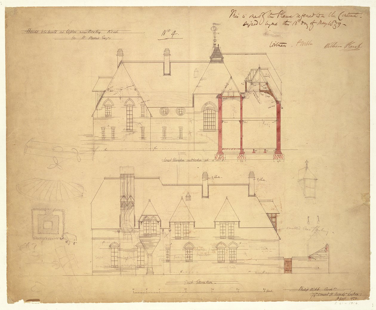 Élévations pour The Red House, Bexley Heath - Philip Webb