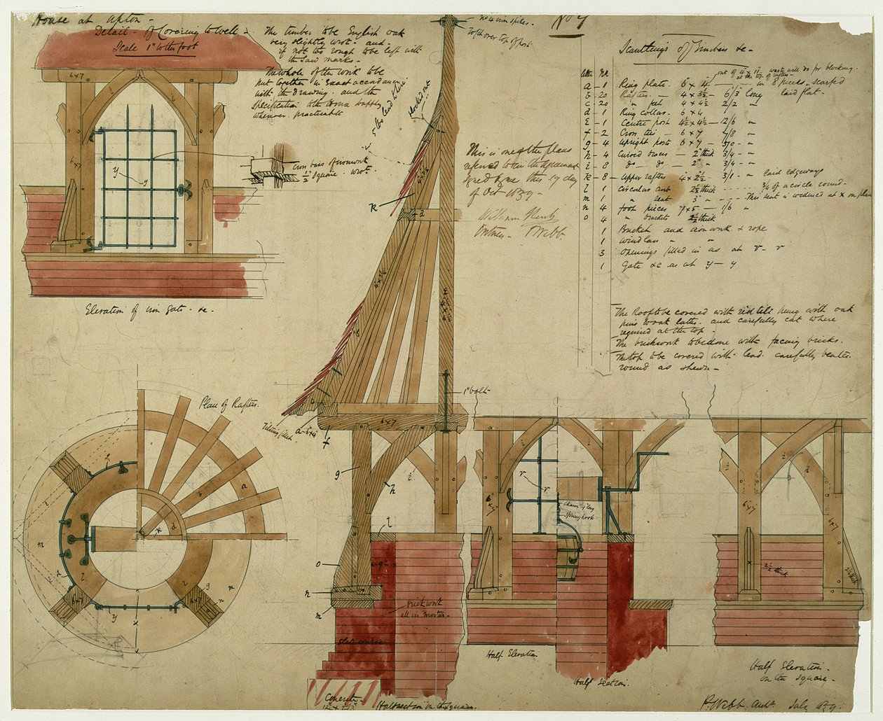 Plans pour la Red House, Bexley Heath - Philip Webb