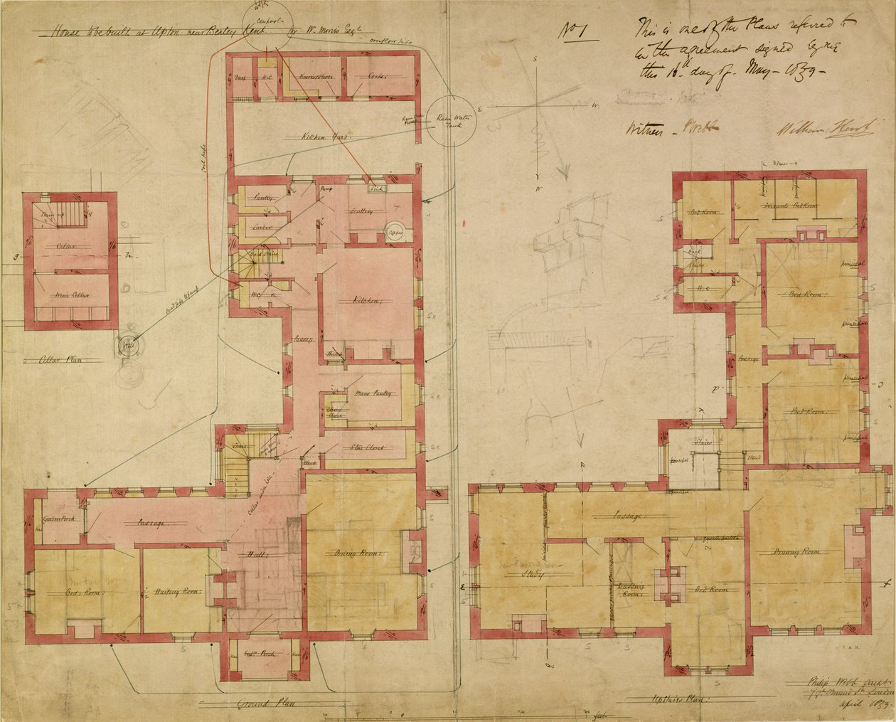 Plans pour la Red House, Bexley Heath, 1859 - Philip Webb