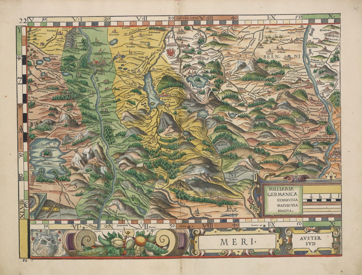 Cartes du pays de Bavière de 1568 (Tableau 22) - Philipp Apian