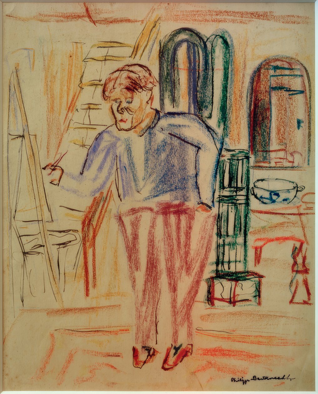 Kirchner devant le chevalet dans son atelier - Philipp Bauknecht