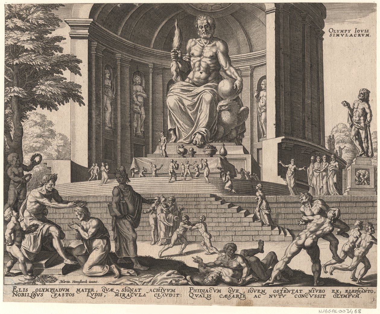 La statue de Jupiter à Olympie de la série Les Huit Merveilles du Monde après Maarten van Heemskerck, 1572 - Philipp Galle