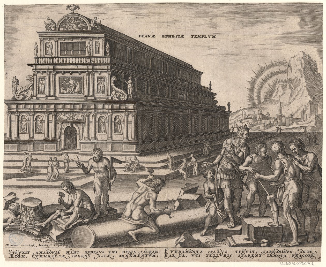 Le Temple de Diane à Éphèse de la série Les Huit Merveilles du Monde après Maarten van Heemskerck, 1572 - Philipp Galle