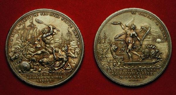 Médaille commémorant la bataille de La Hogue en 1692 - Philipp Heinrich Mueller