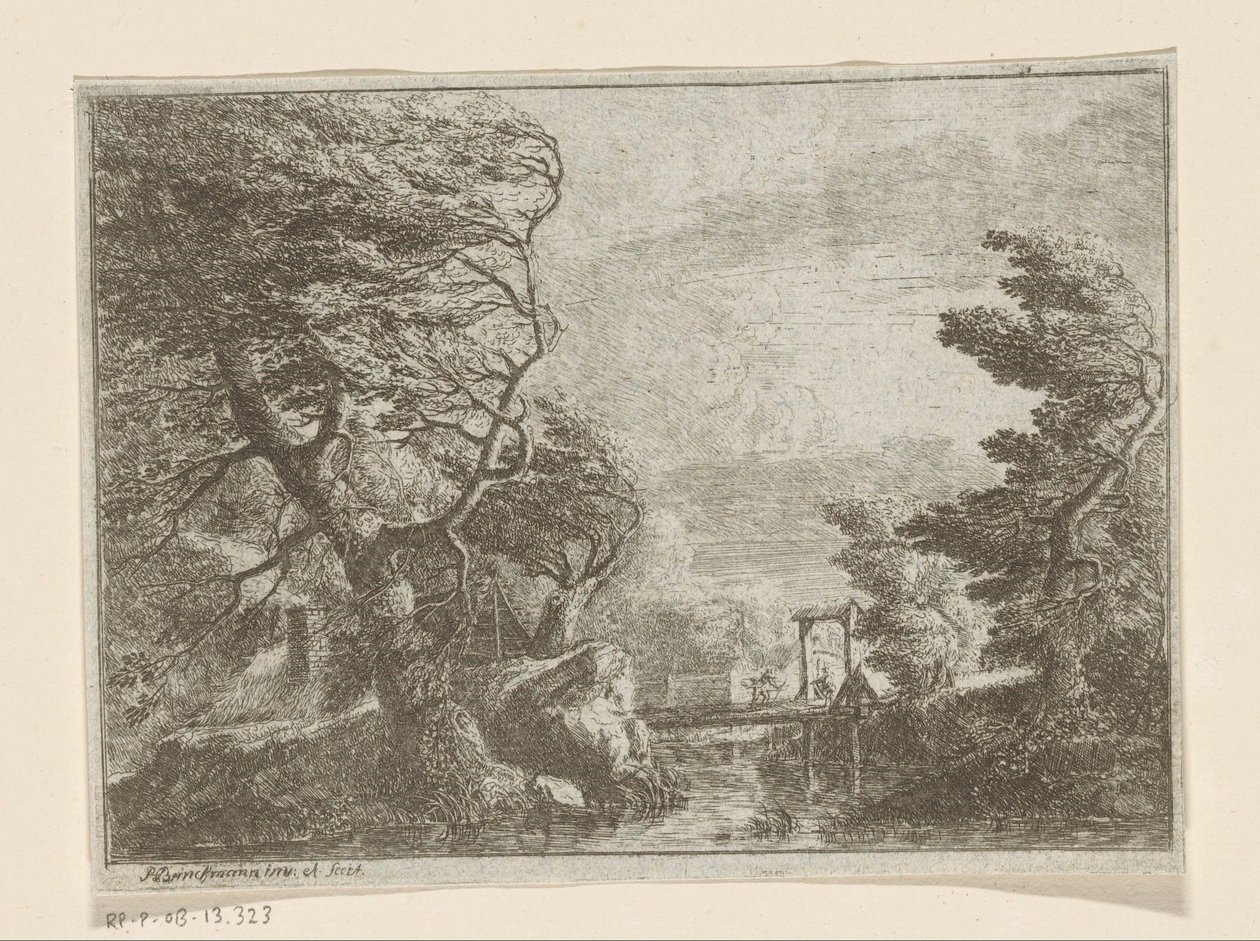 Paysage orageux avec arbres près d