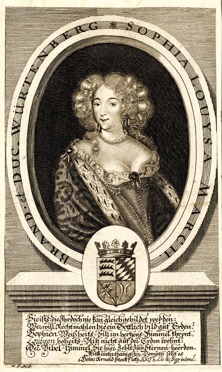 Portrait de Sophie Louise de Wurtemberg-Stuttgart 1642-1702, Margravine..., c. 1680 - Philipp Kilian