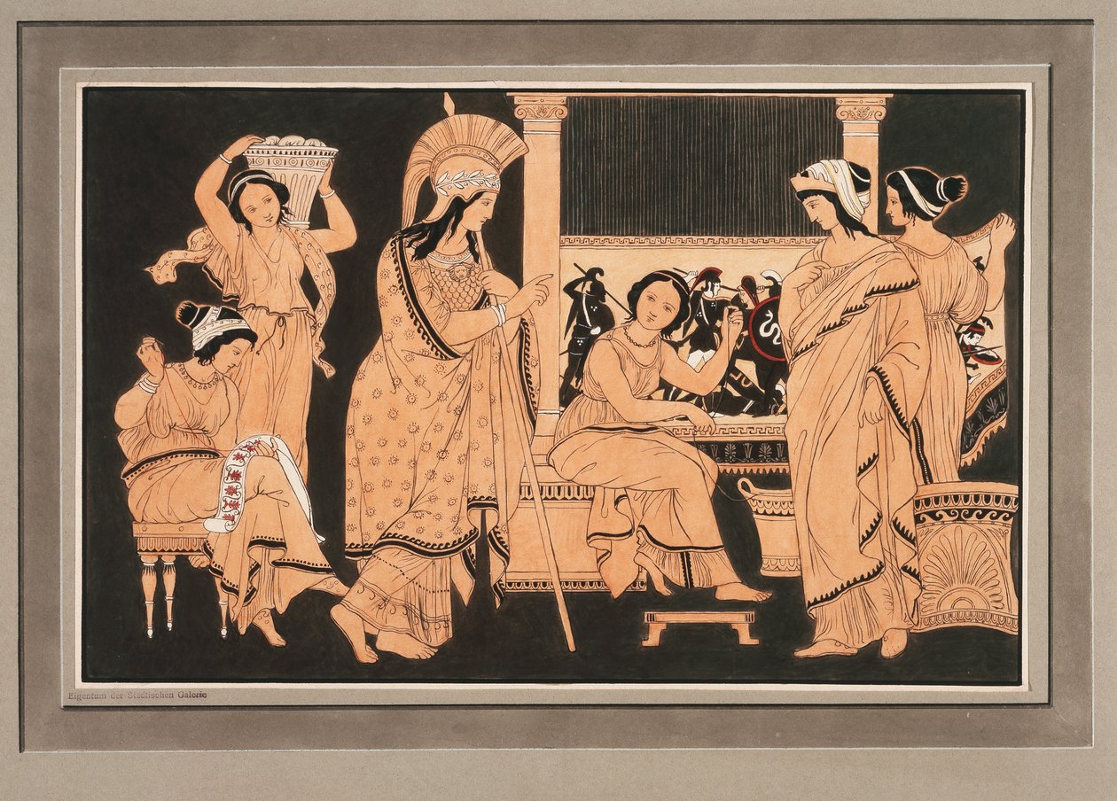 Athena bei der mit Webereien beschäftigten Penelope - Philipp Veit