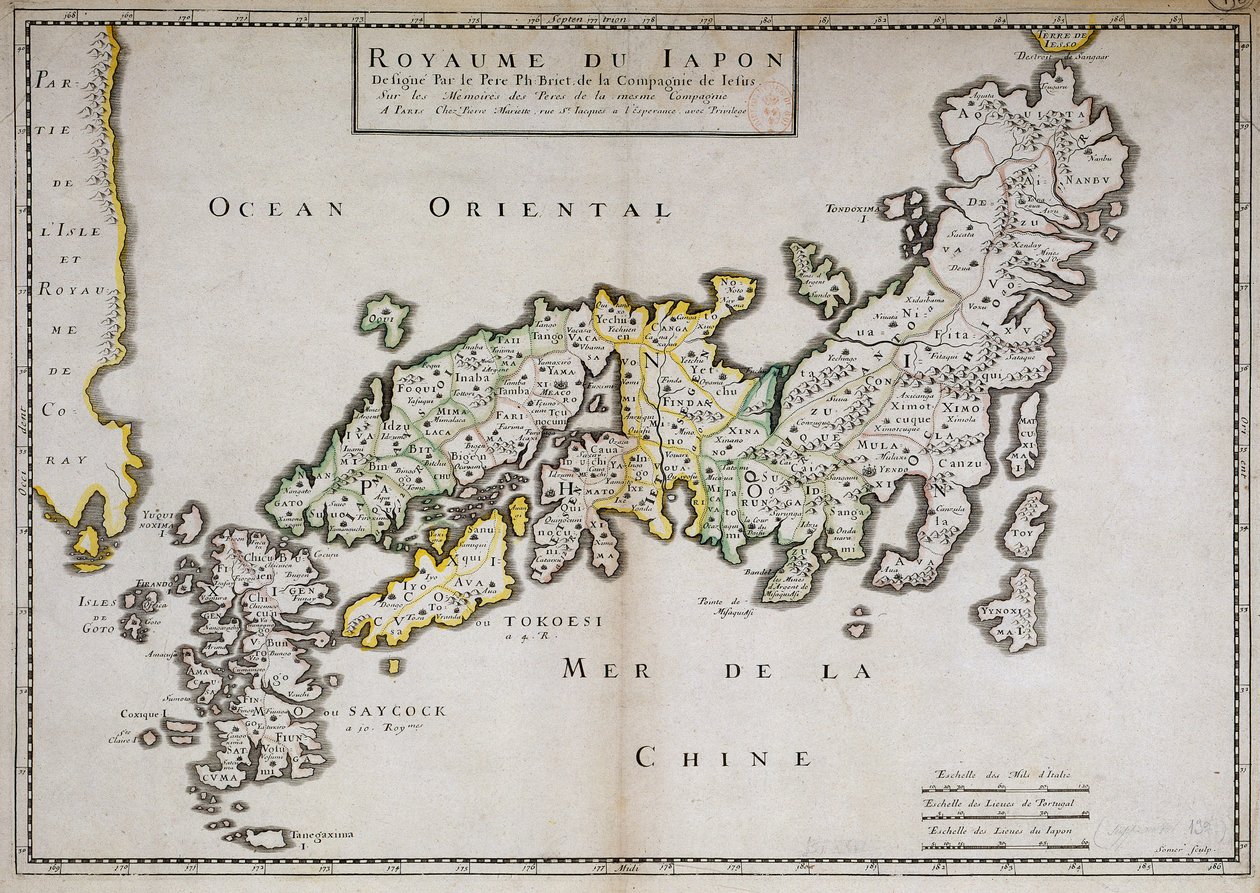 Carte géographique du Japon par le Père Philippe Briet, jésuite et érudit français (1601-1668) - Philippe Briet