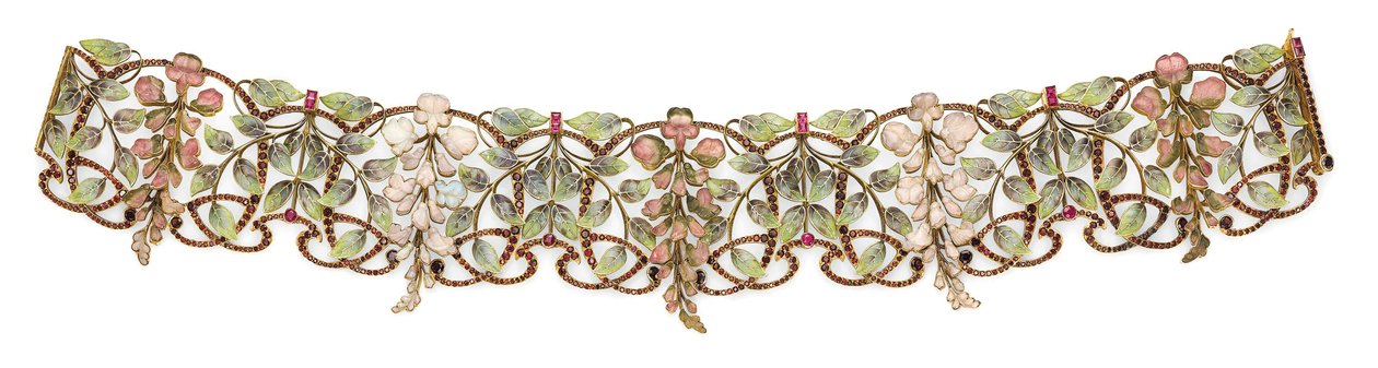 Tour-de-cou Art Nouveau multi-gemmes et émail 