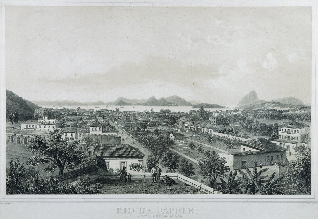 Neuf vues panoramiques de Rio de Janeiro: Catette e entrada da Barra - Philippe and Ciceri Eugene Benoist