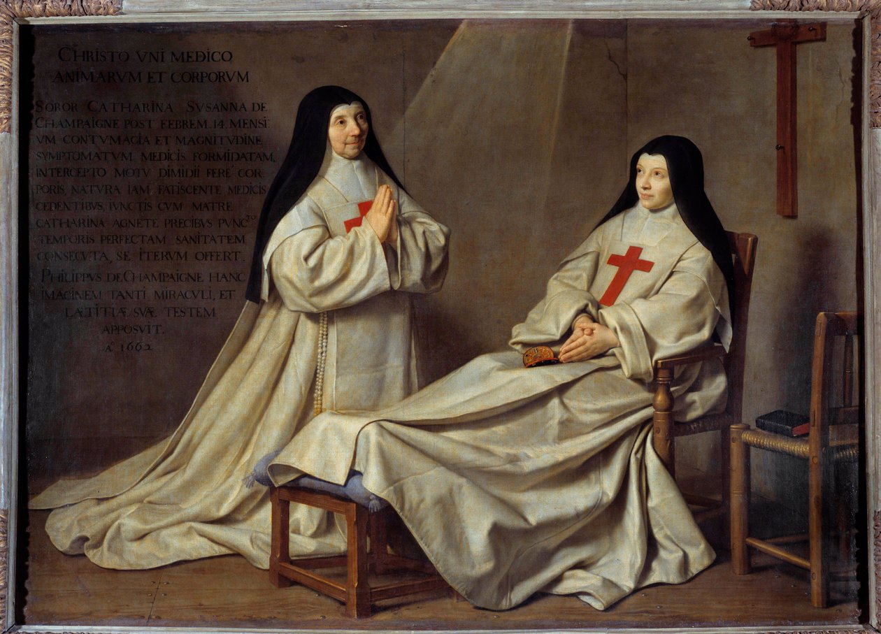 Jansénisme : Portrait de Mère Catherine Agnès Arnauld (1593-1671) et Sœur Catherine de Sainte Suzanne Champaigne (1636-1686) - Philippe de Champaigne
