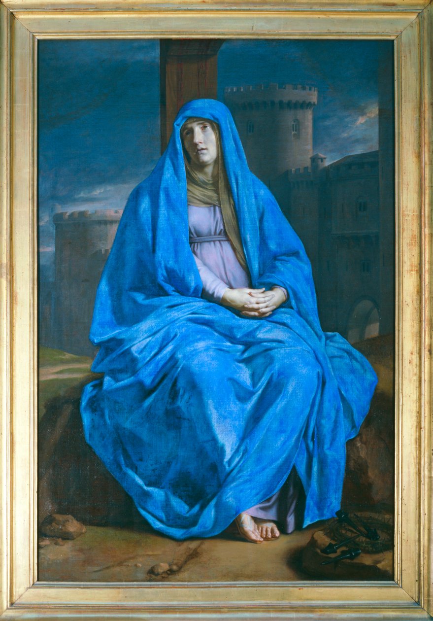 La Vierge de douleur au pied de la croix - Vierge en deuil avec la croix à ses pieds ... - Philippe de Champaigne