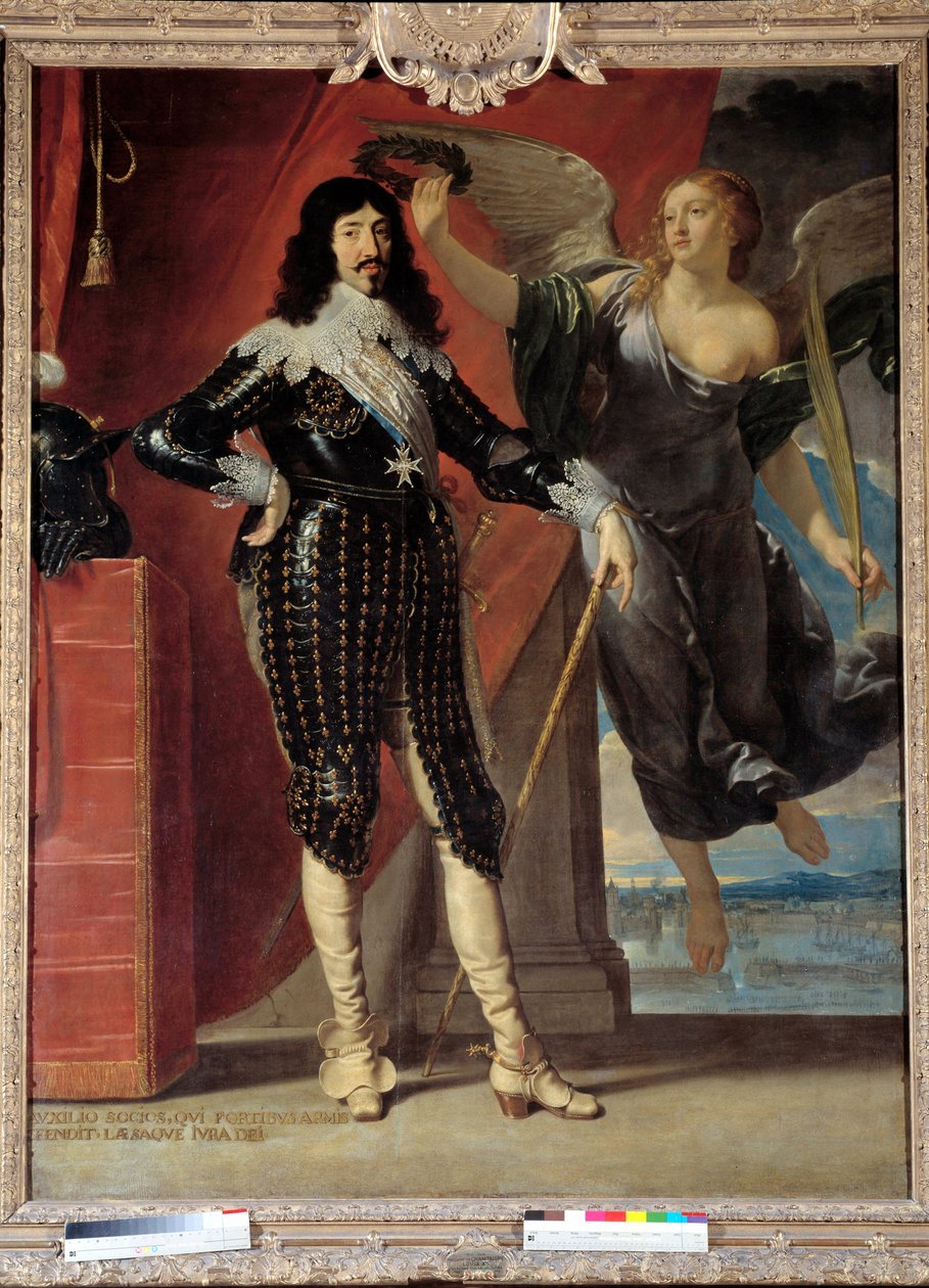 Portrait en pied de Louis XIII (1601-1643) couronné par la Victoire. Peinture de Philippe de Champaigne (1602-1674) - Philippe de Champaigne