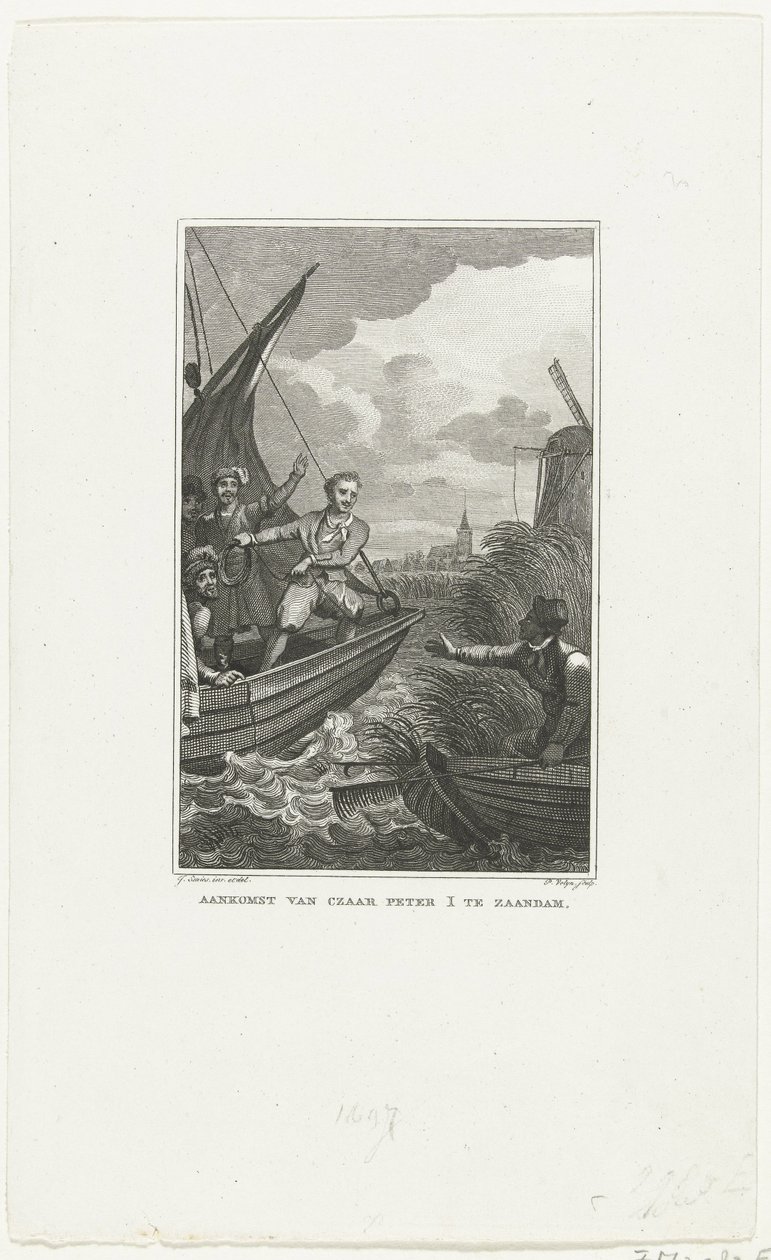 Arrivée du tsar Pierre le Grand à Zaandam, 1697, vers 1829 - Philippus Velijn