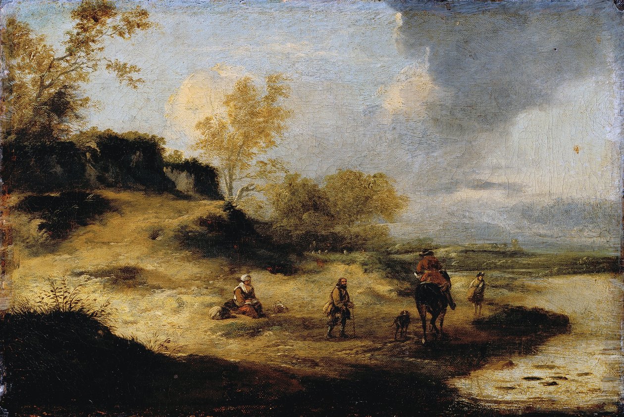 Dunes de sable avec des personnages - Philips Wouwerman