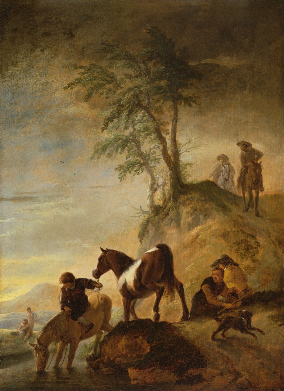 Cavaliers abreuvant leurs chevaux - Philips Wouwerman