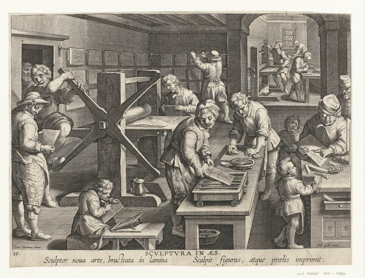 Production de gravures sur cuivre (Scvlptvra in aes, Nieuwe uitvindingen en ontdekkingen, Nova Reperta) - Philips Galle (attributed to workshop of)