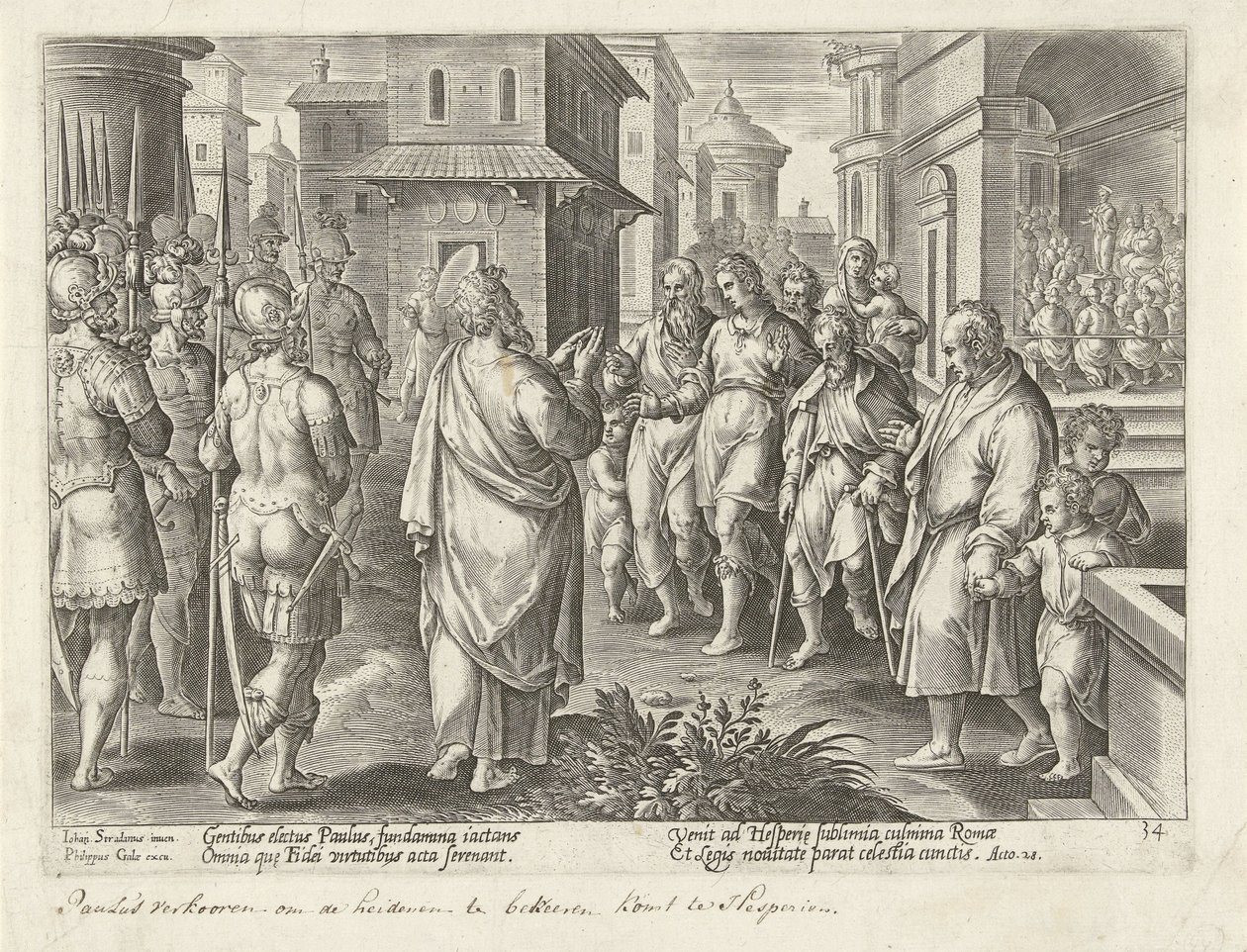 Paul prêche la doctrine du Christ à Rome (Actes des Apôtres) - Philips Galle (possibly)