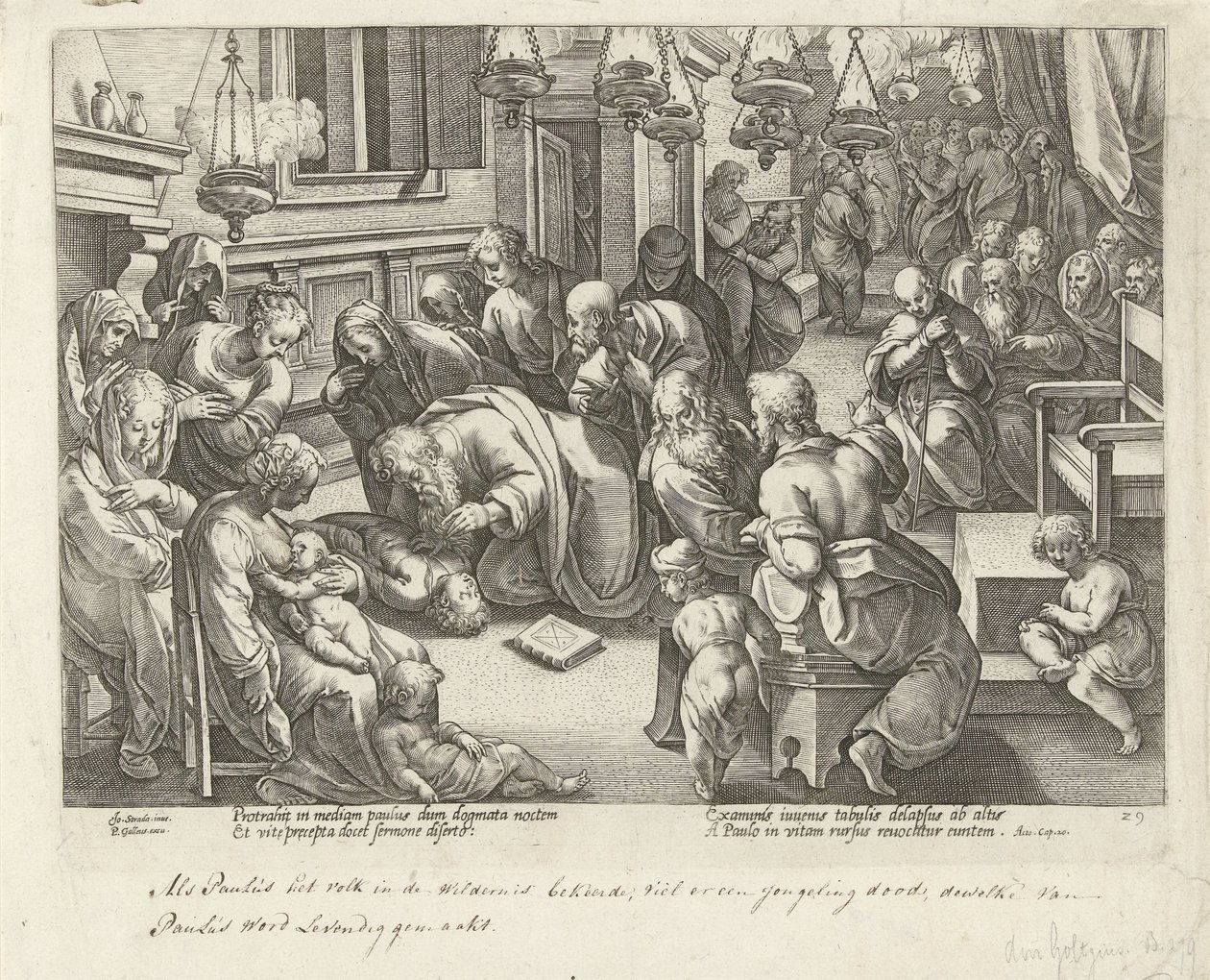 Paul ressuscite Eutychus - Philips Galle (workshop of)