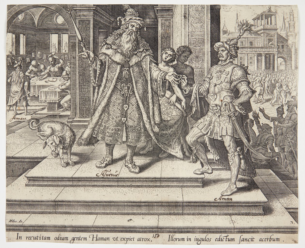 Assuérus ordonne la destruction du peuple juif - Philips Galle