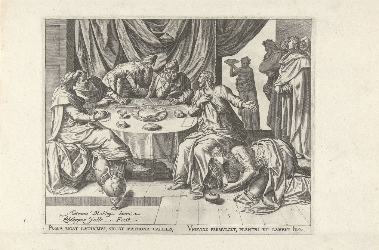 Christ oint par Marie Madeleine (Six scènes avec Christ et des femmes des évangiles, titre de la série) - Philips Galle