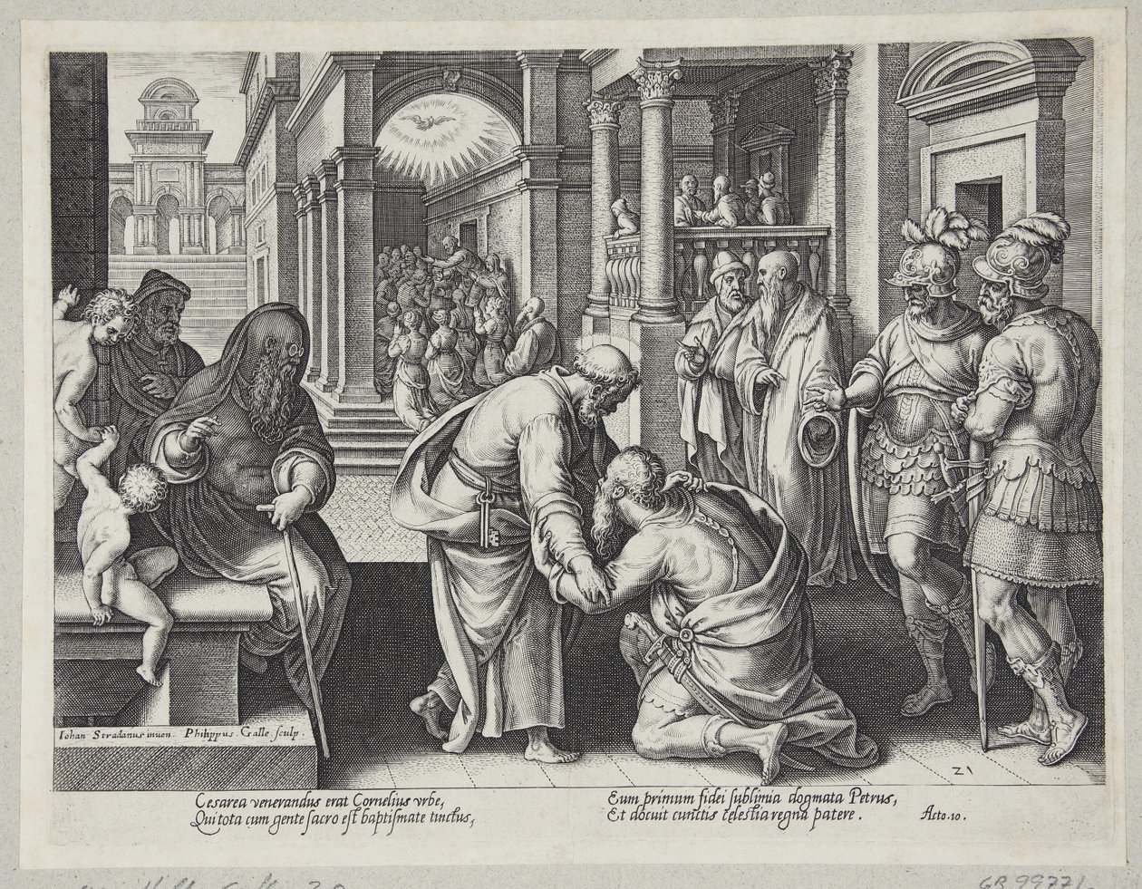 Cornelius agenouillé devant Saint Pierre - Philips Galle