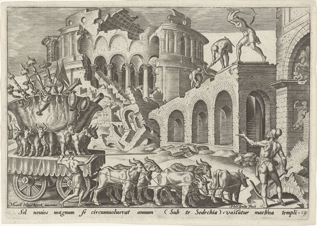 Les Chaldéens pillent le temple de Jérusalem, Les jours de malheur du peuple juif (titre de la série) - Philips Galle