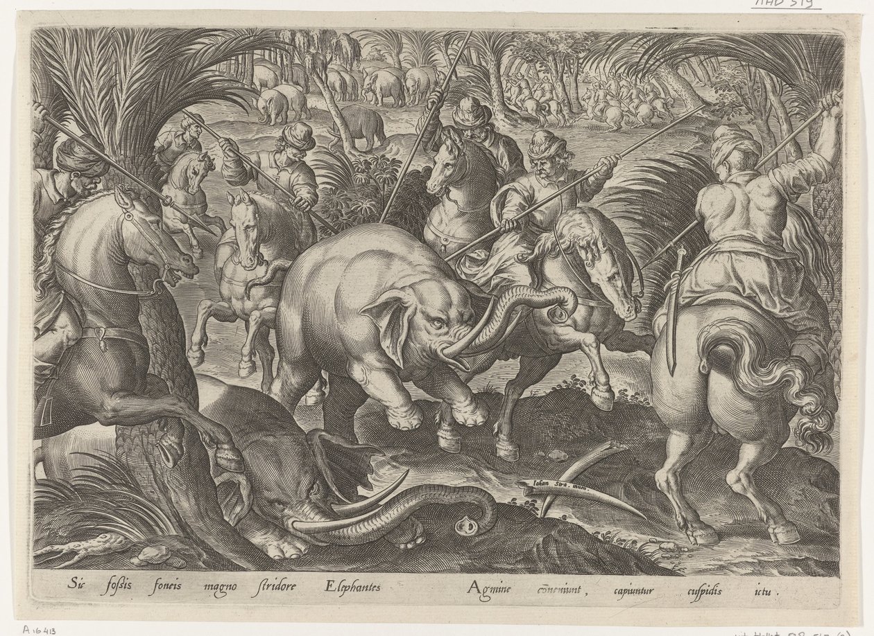 Chasse aux éléphants (Jachttaferelen) - Philips Galle