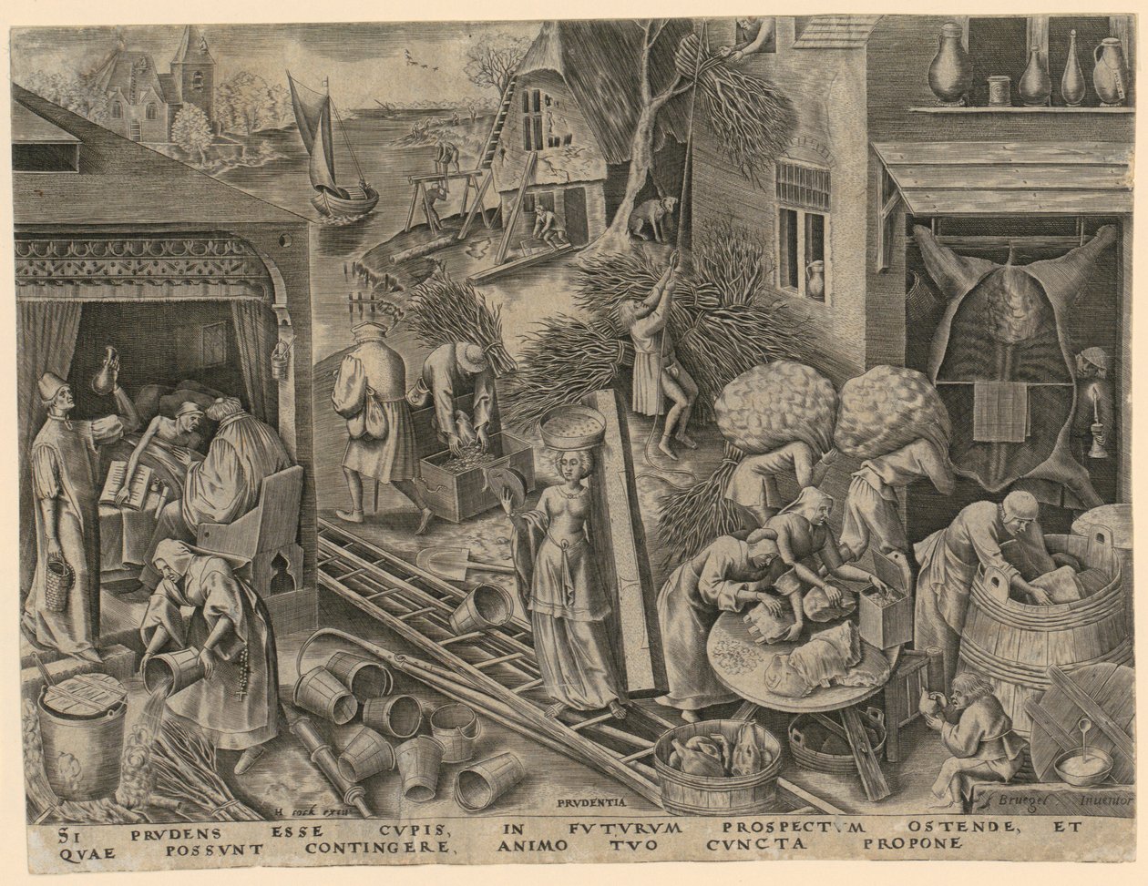 Prudence (Prudentia), planche 5 de la série «Les sept vertus» - Philips Galle