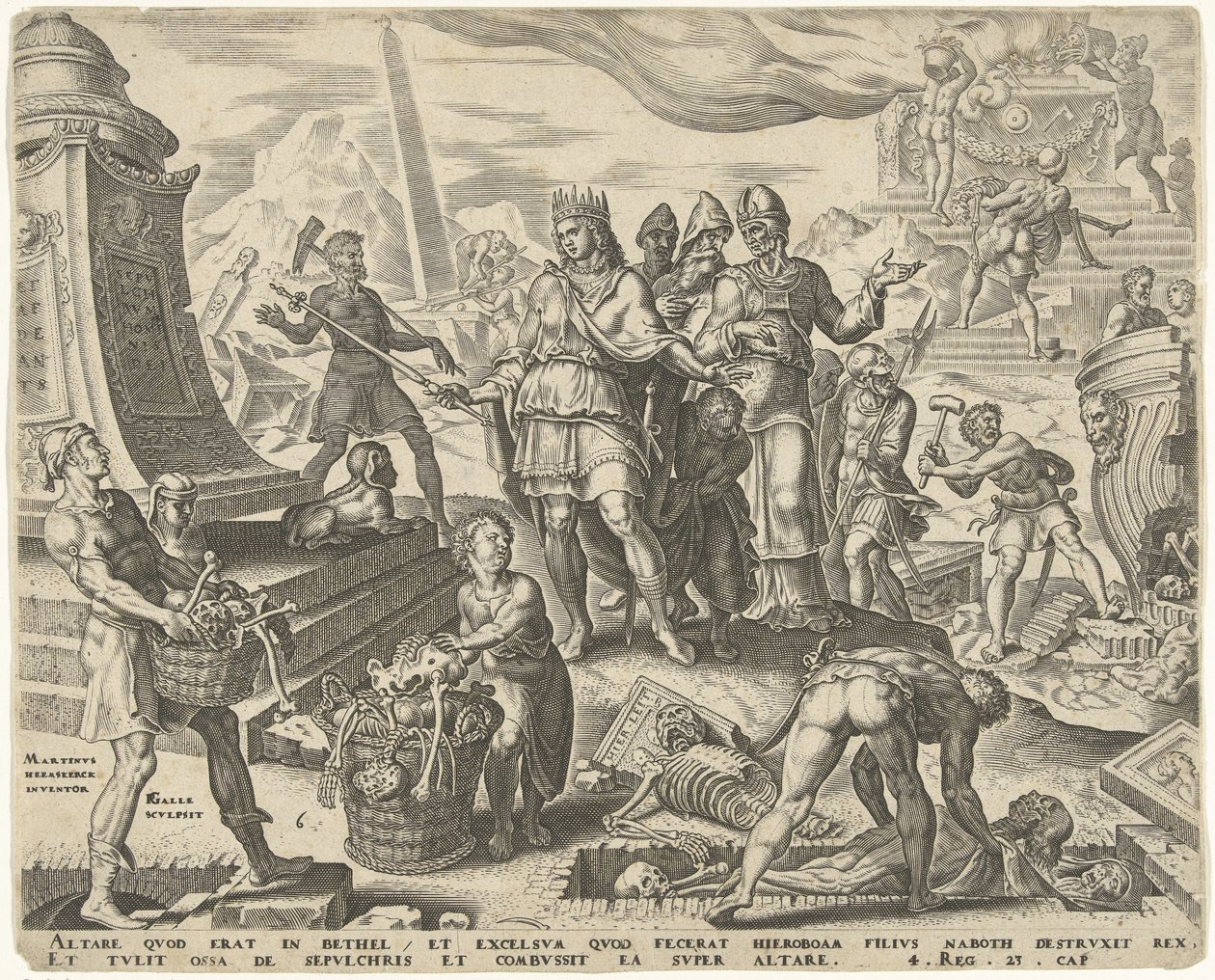 Le roi Josias fait profaner le lieu de sacrifice à Béthel (Geschiedenis van koning Josia) - Philips Galle