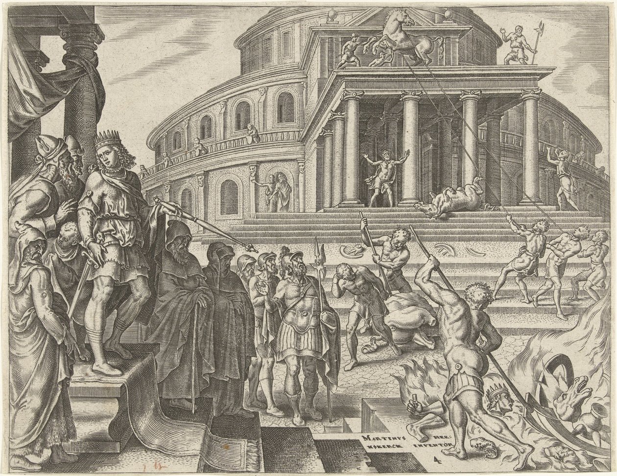 Le roi Josias fait enlever les chevaux et les chars dédiés au soleil - Philips Galle