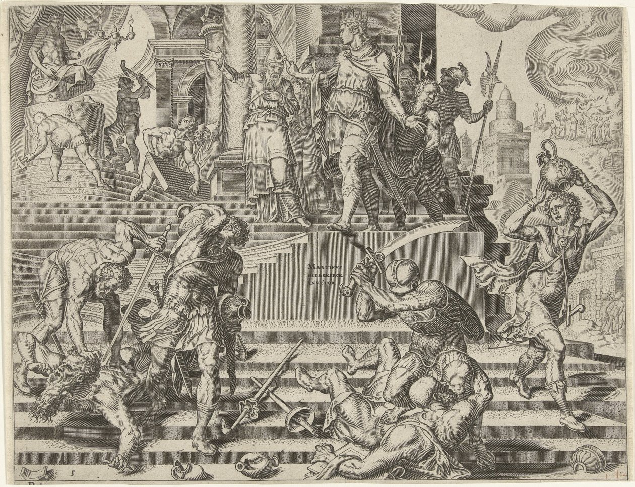 Le roi Josias fait détruire le temple de Baal - Philips Galle