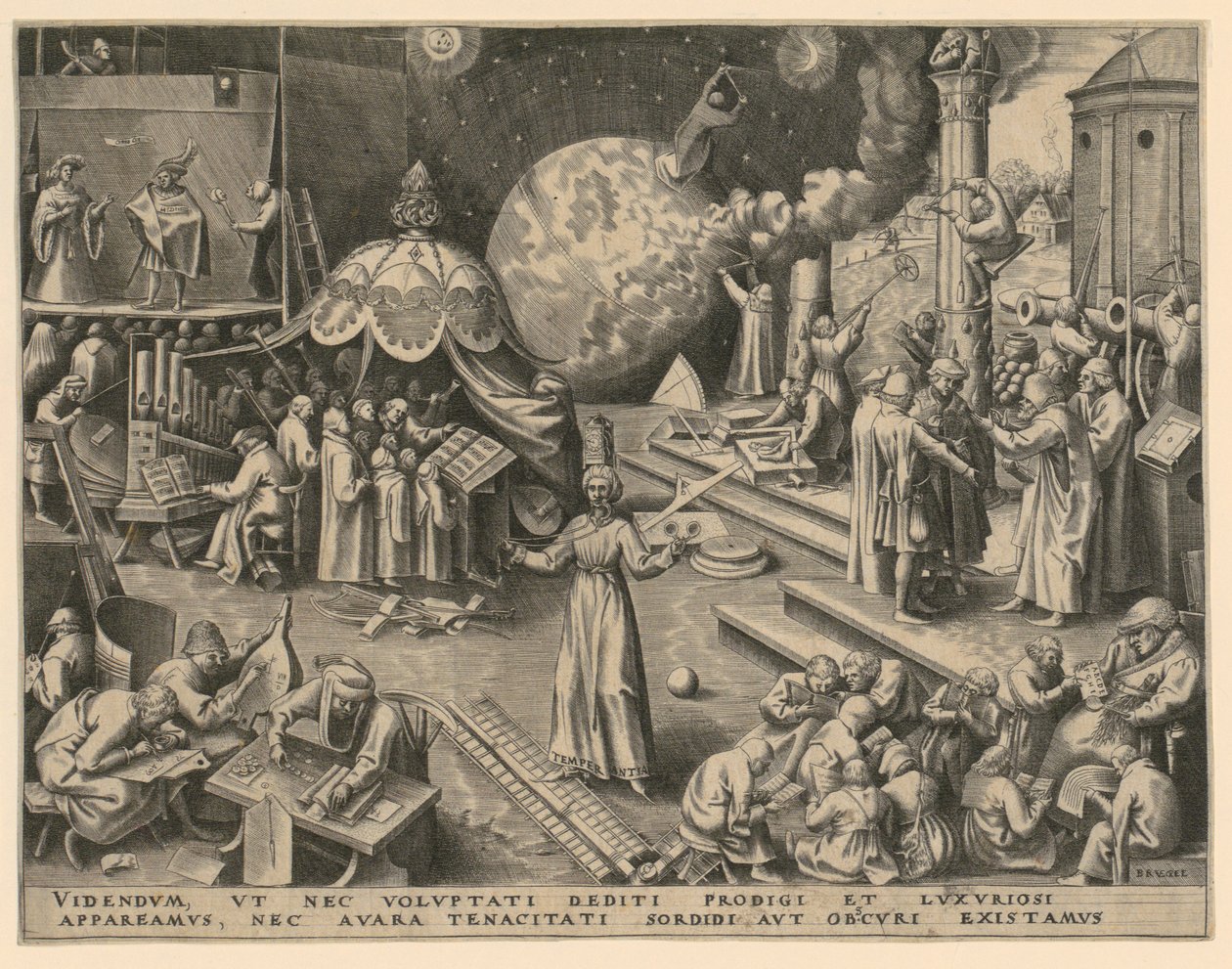 La modération (Temperantia), feuille 7 de la série « Les sept vertus » - Philips Galle