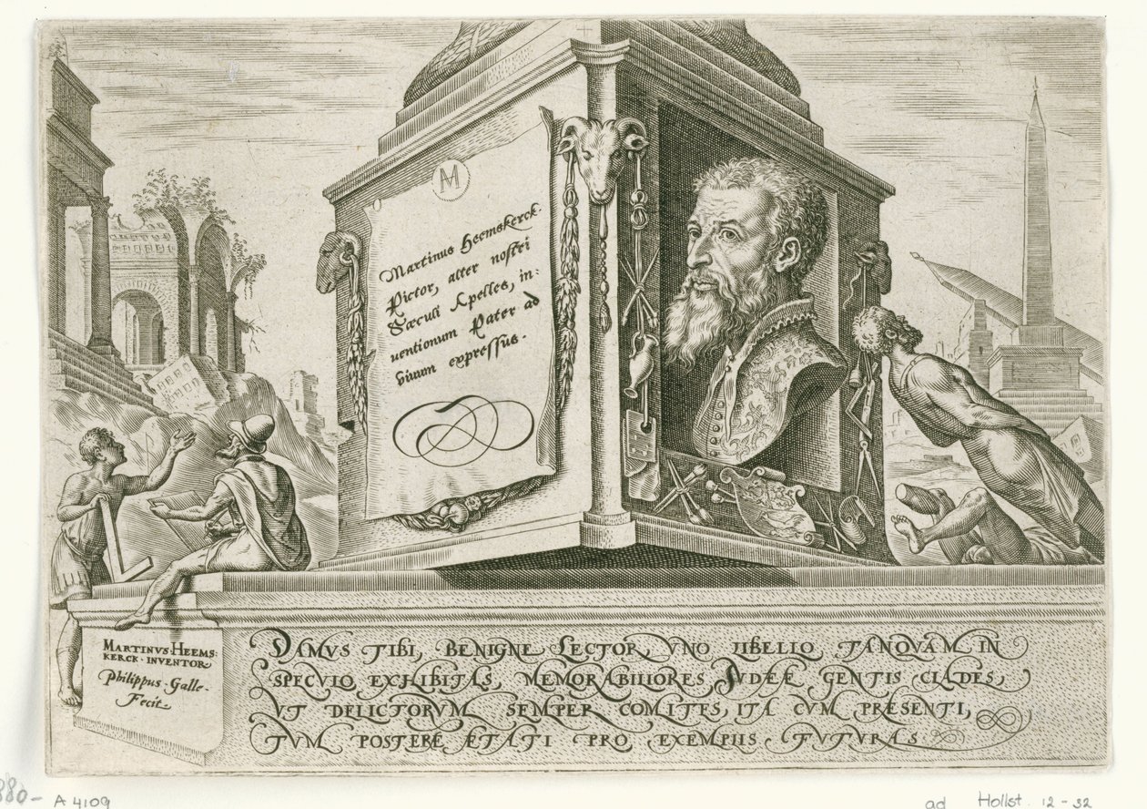 Portrait de Maarten van Heemskerck sur le socle d