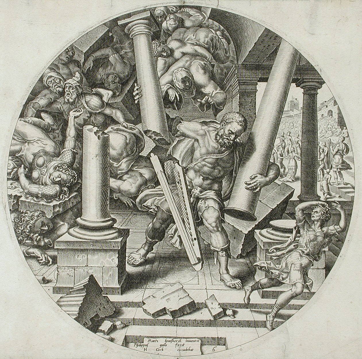 Samson détruisant le temple - Philips Galle